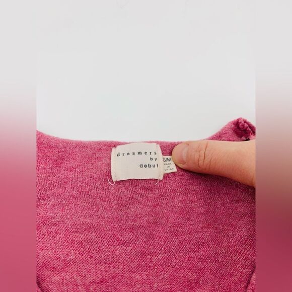 Dreamers | Pink V-Neck tunic oversized Sweater | size small/medium - Picture 3 of 6